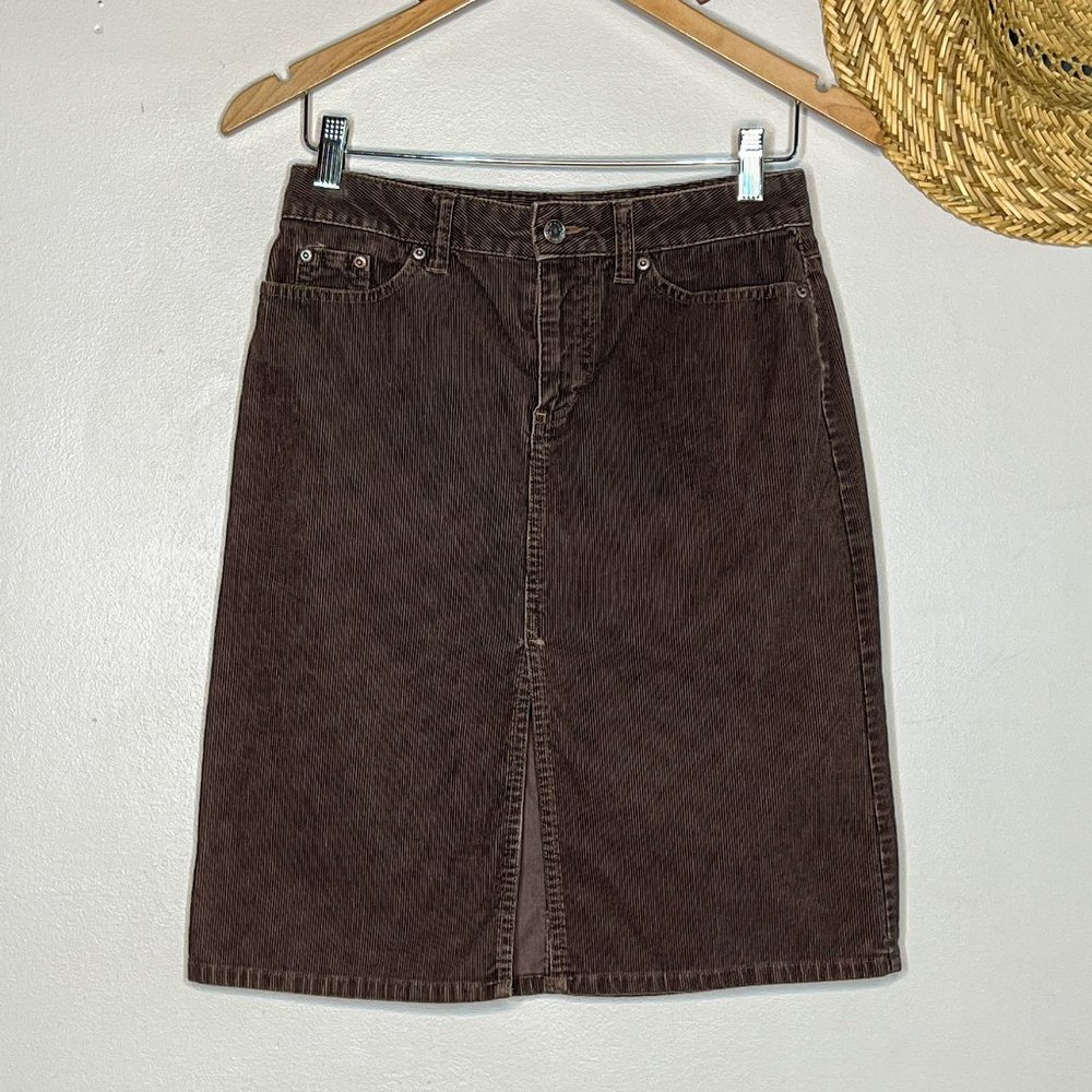 Vintage Y2K 2000s Old Navy Front Slit Corduroy Skirt 100% Cotton Size 2 / XS